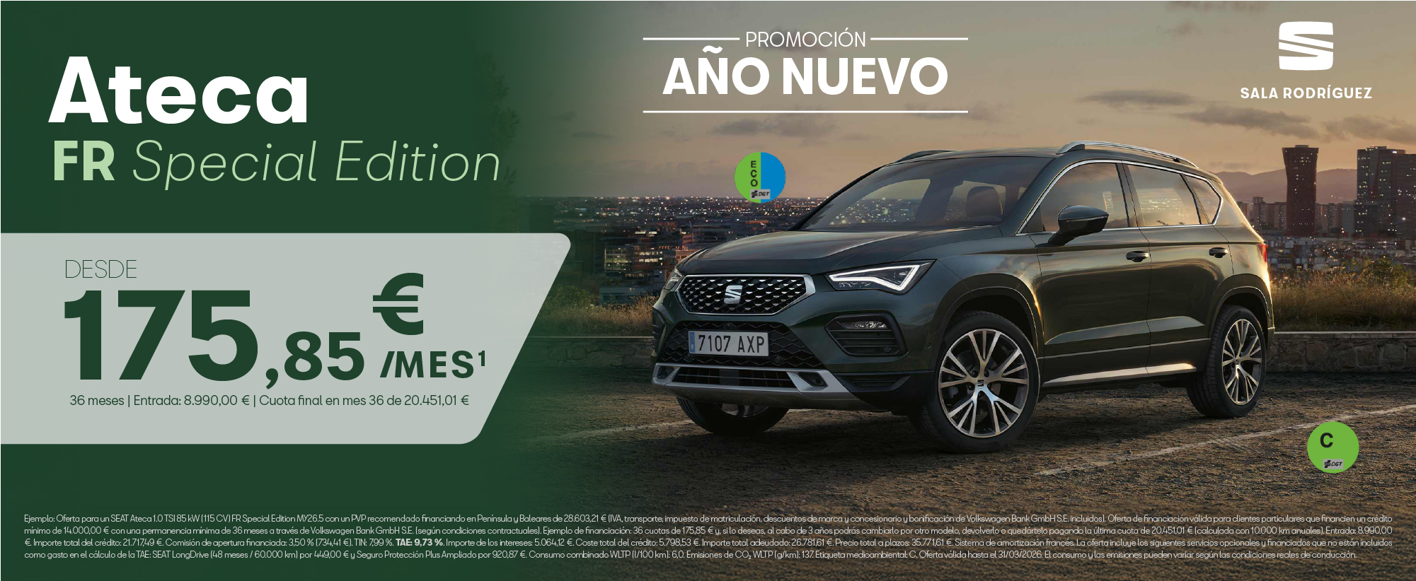 ¡Promoción año nuevo! SEAT Ateca FR desde 175,85€/mes*